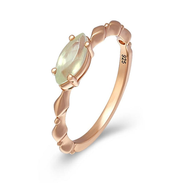 Retro Prehnite Marquise Ring