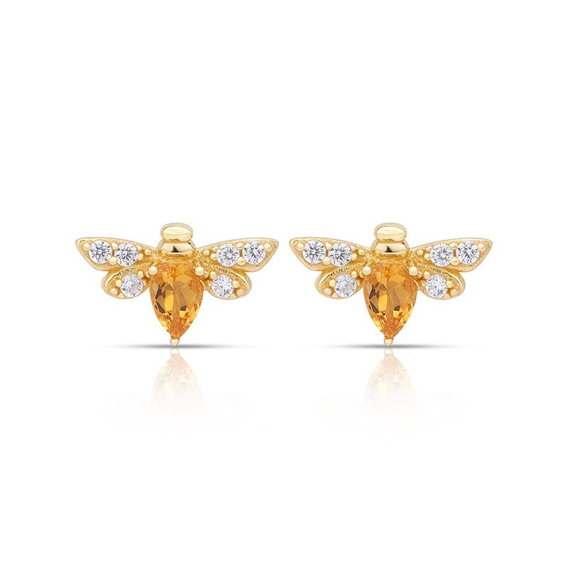 Citrine Bee Stud Earring