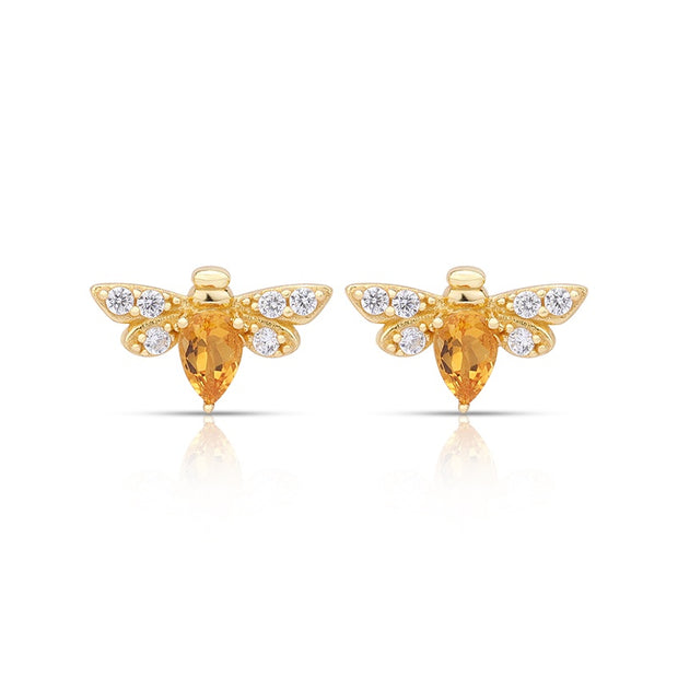 Citrine Bee Stud Earring