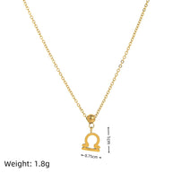 12 Zodiac Sign Charm Pendant Steel 18K Gold Tarnish Resistant