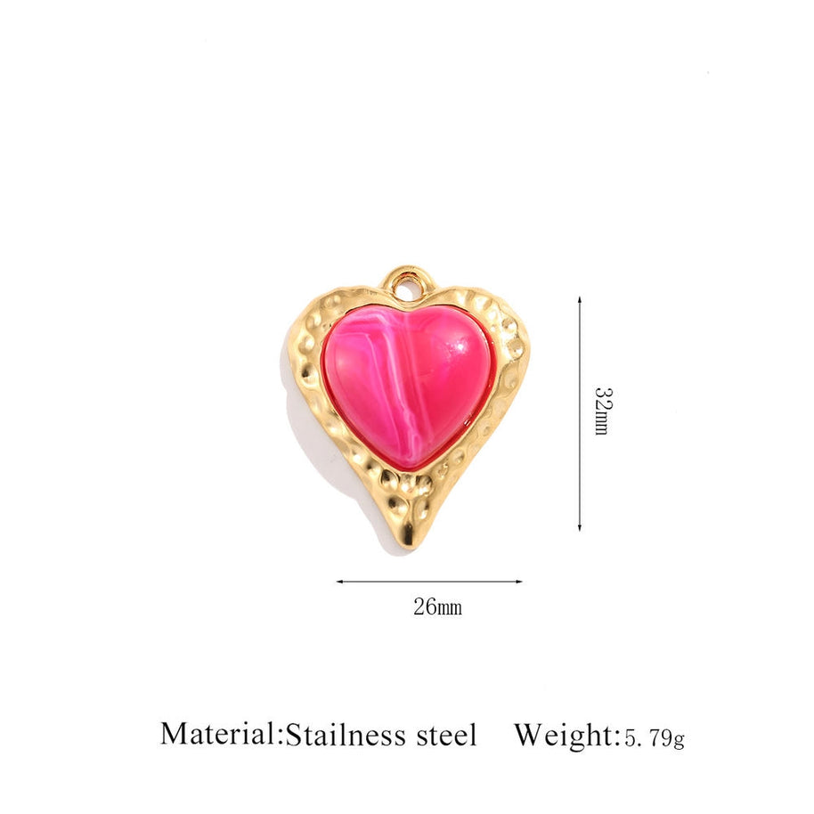 Luxury Style Heart Earrings Pendant Steel 18K Gold Plated