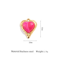Luxury Style Heart Earrings Pendant Steel 18K Gold Plated