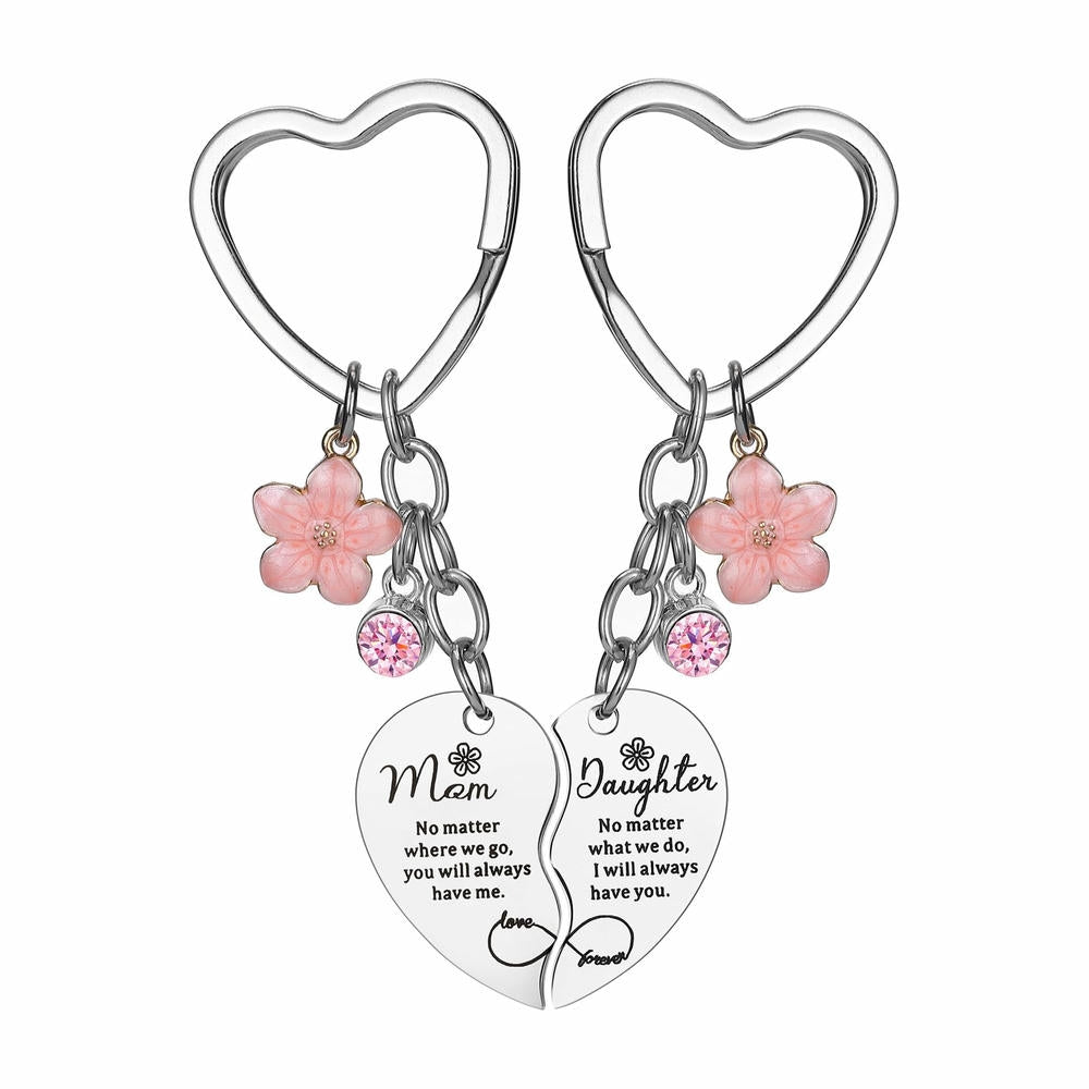 Flower Puzzle Keychain | Heart Set | Engrave Steel Gift