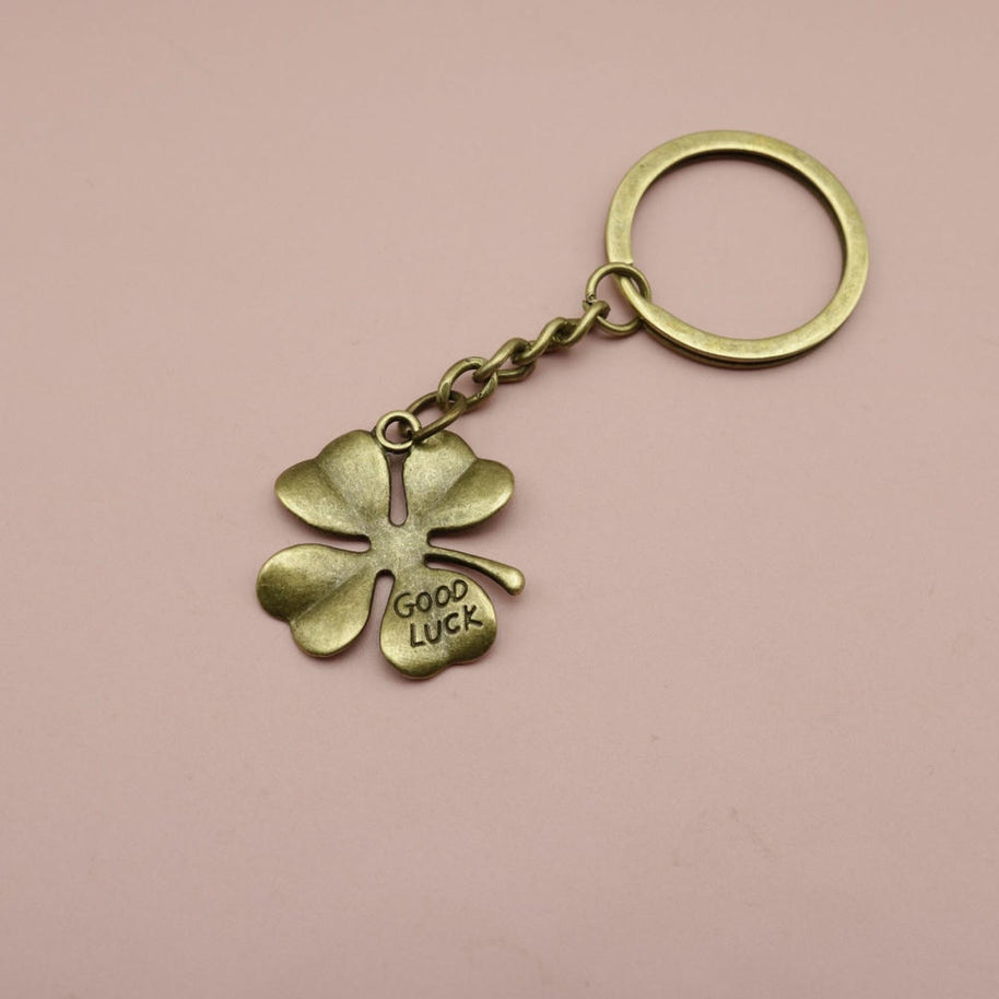 Four Leaf Clover Keychain | Minimalist Lucky Metal Charm