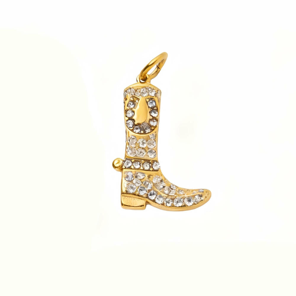 Stainless Steel Cowboy Hat Boot Horseshoe DIY Pendant 18K