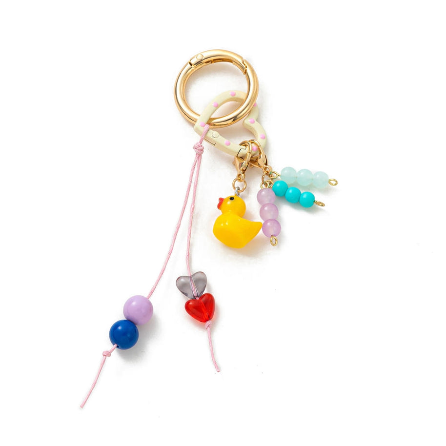 Copper DIY Simple Colored Beads Keychain Bag Charm JX26032011GK