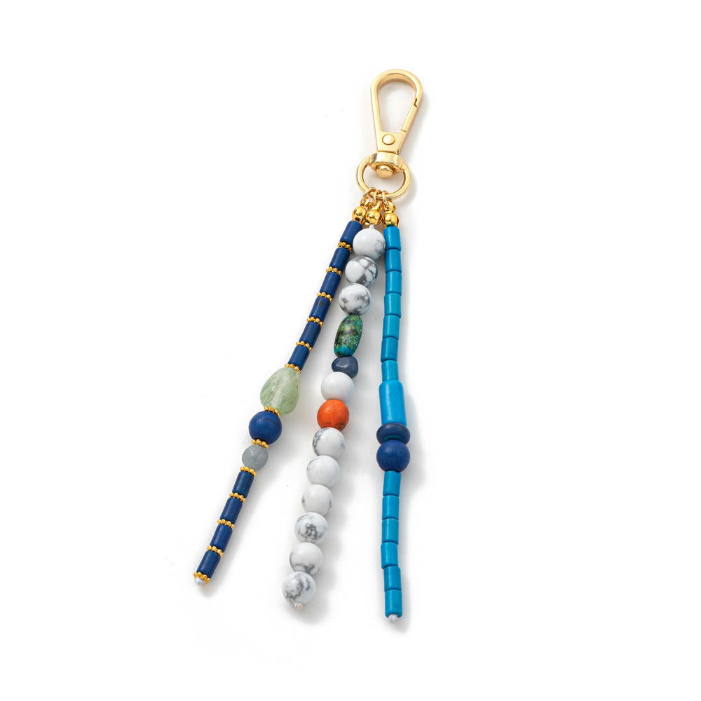 Boho Natural Stone Beaded Bag Charm DIY Keychain Accessories