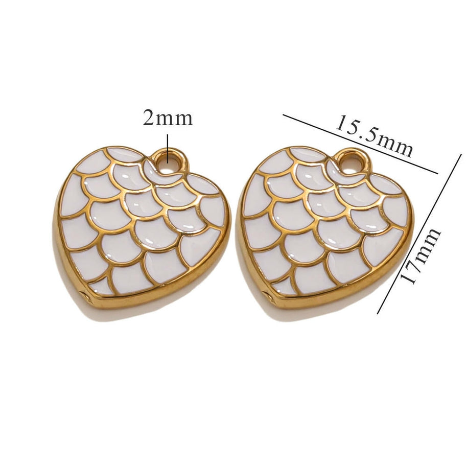 European Vintage Dragon Scale Heart Pendant Steel 18K Gold