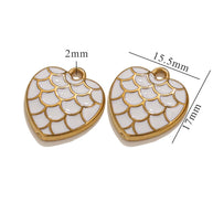 European Vintage Dragon Scale Heart Pendant Steel 18K Gold