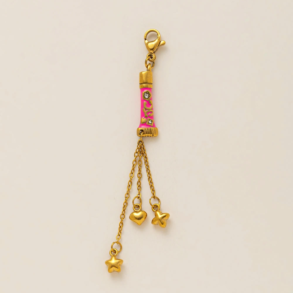 Waterproof Steel Colorful Heart Cartoon Pendant Bag Charm