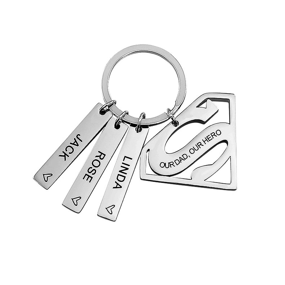 Our Dad Keychain | Titanium Steel Plate | DIY Engrave