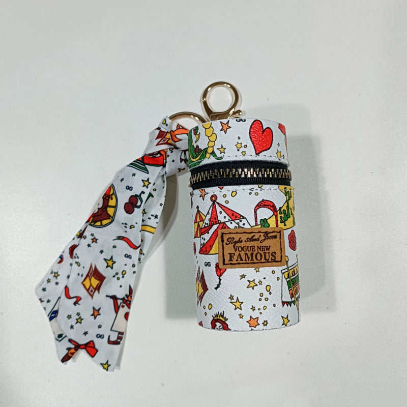 Lipstick Bag Keychain | Mini Cylinr Pouch | PVC Wallet