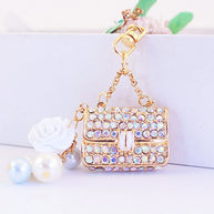 Camellia Keychain | Rhinestones Car Charm | Women's Purse