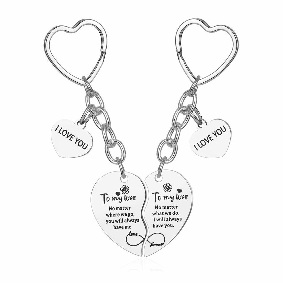 Flower Puzzle Keychain | Heart Set | Engrave Steel Gift