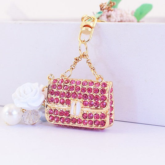 Camellia Keychain | Rhinestones Car Charm | Women's Purse