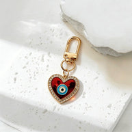 Rhinestones Hamsa Keychain | Evil Eye Heart | Vintage