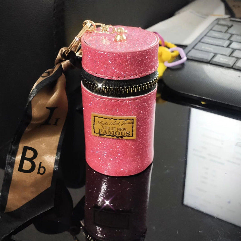 Lipstick Bag Keychain | Mini Cylinr Pouch | PVC Wallet