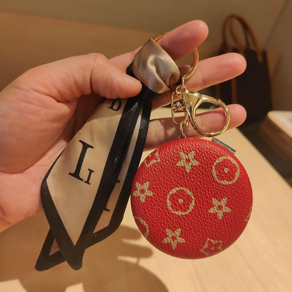 Vintage Leather Pouch | Keychain Bag | Face Mirror Holr