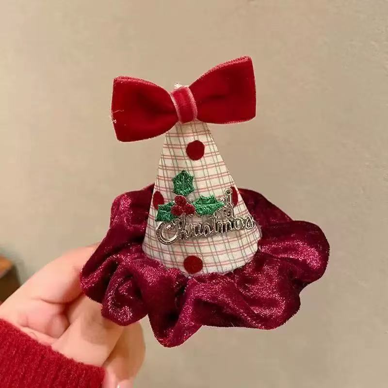 Christmas Hat Hair Clip | Plush Festive Headband for Photos